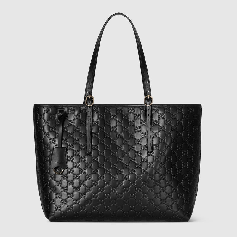 Emblem large tote bag black leather