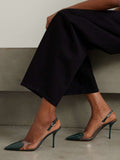Le Coeur patent-leather and PVC slingback pumps