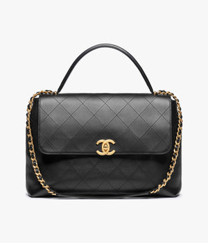 Maxi Flap Bag with Top Handle Calfskin & Gold-Tone
