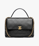 Maxi Flap Bag with Top Handle Calfskin & Gold-Tone