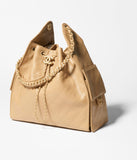 Grained Calfskin & Gold-Tone Metal Dark Beige