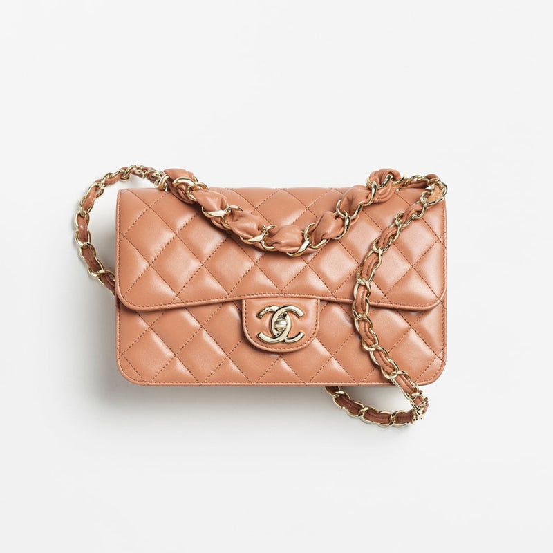 Flap Bag Shiny Lambskin & Gold-Tone Metal