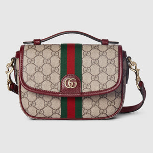 Ophidia small top handle bag beige and brown