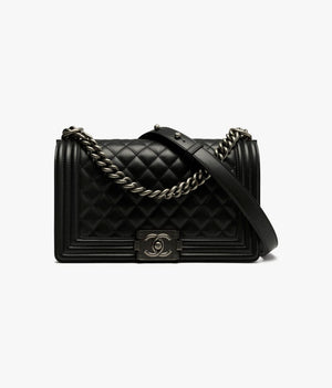Calfskin & Ruthenium-Finish Metal Black