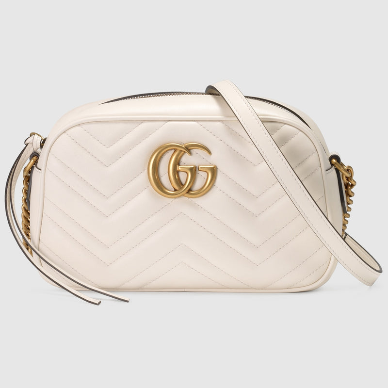 Marmont small camera bag white leather