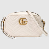 Marmont small camera bag white leather