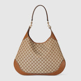 large shoulder bag beige and dark brown