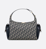 Large D-Dream Bag Blue Oblique Jacquard and Smooth