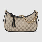 Emblem small shoulder bag brown fabric