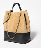 Shopping Bag Suede Calfskin, Shiny Lambskin & Gold-Tone