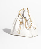 Grained Calfskin & Gold-Tone Metal White