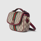 Ophidia small top handle bag beige and brown