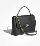 Maxi Flap Bag with Top Handle Calfskin & Gold-Tone