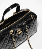 Large Bowling Bag Patent Crumpled Calfskin & Gold-Tone Metal