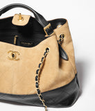 Small Shopping Bag Suede Calfskin, Shiny Lambskin & Gold-Tone