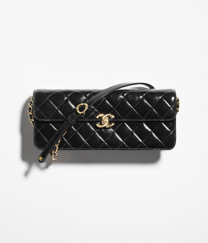 Large Flap Bag Patent Lambskin & Gold-Tone Metal