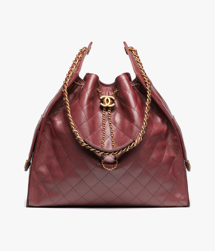 Grained Calfskin & Gold-Tone Metal Burgundy