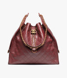 Grained Calfskin & Gold-Tone Metal Burgundy