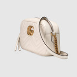 Marmont small camera bag white leather
