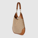 large shoulder bag beige and dark brown