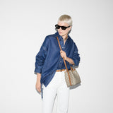 Emblem small bucket bag