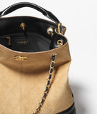 Shopping Bag Suede Calfskin, Shiny Lambskin & Gold-Tone