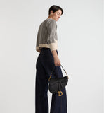 Saddle Bag with Strap Black Grained Calfskin