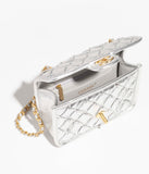 Mini Flap Bag Metallized Braided Calfskin
