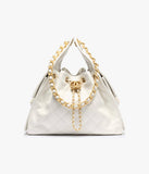 Grained Calfskin & Gold-Tone Metal White
