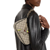 Emblem small shoulder bag brown fabric