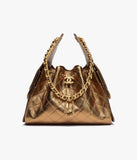 Metallic Grained Calfskin & Gold-Tone Metal Dark Gold