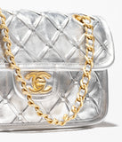 Mini Flap Bag Metallized Braided Calfskin