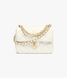 Mini Flap Bag Shiny Lambskin, Imitation Pearls