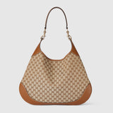 large shoulder bag beige and dark brown