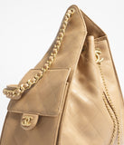 Grained Calfskin & Gold-Tone Metal Dark Beige