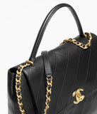 Maxi Flap Bag with Top Handle Calfskin & Gold-Tone