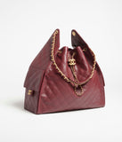 Grained Calfskin & Gold-Tone Metal Burgundy