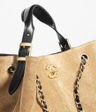 Shopping Bag Suede Calfskin, Shiny Lambskin & Gold-Tone
