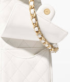 Grained Calfskin & Gold-Tone Metal White