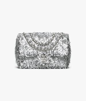 Flap Bag Fringed Sequins & Silver-Tone Metal