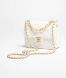 Mini Flap Bag Shiny Lambskin, Imitation Pearls & Gold-Tone
