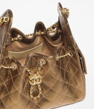 Metallic Grained Calfskin & Gold-Tone Metal Dark Gold