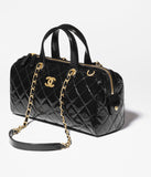 Large Bowling Bag Patent Crumpled Calfskin & Gold-Tone Metal
