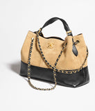 Small Shopping Bag Suede Calfskin, Shiny Lambskin & Gold-Tone