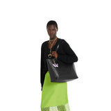 Emblem large tote bag black leather