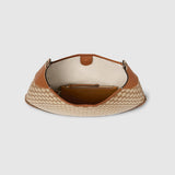 large shoulder bag beige and dark brown