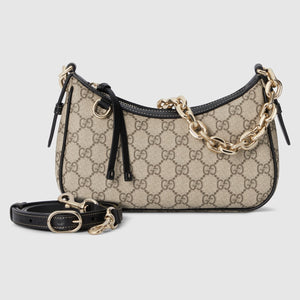 Emblem small shoulder bag brown fabric