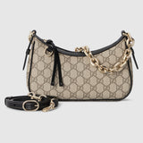 Emblem small shoulder bag brown fabric