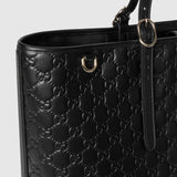 Emblem large tote bag black leather