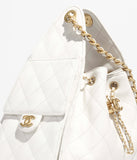 Grained Calfskin & Gold-Tone Metal White